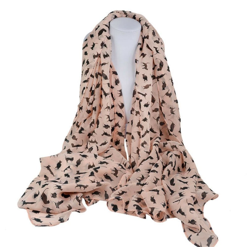 Pink Chiffon Cat Scarf